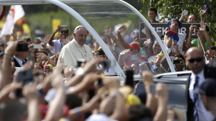 Pope Francis visits the Campus Misericordiae during World Youth Day in Brzegi near Krakow