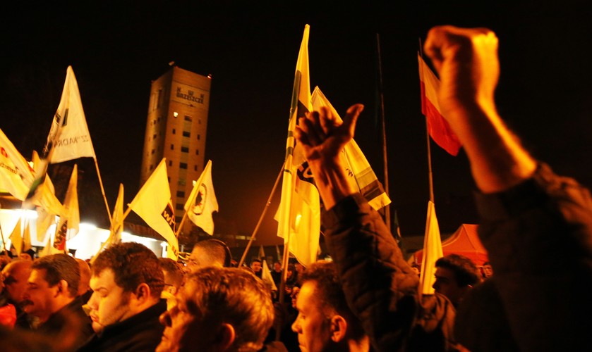 Protestujący górnicy zorganizowali 'Pogrzeb Ewy Kopacz'