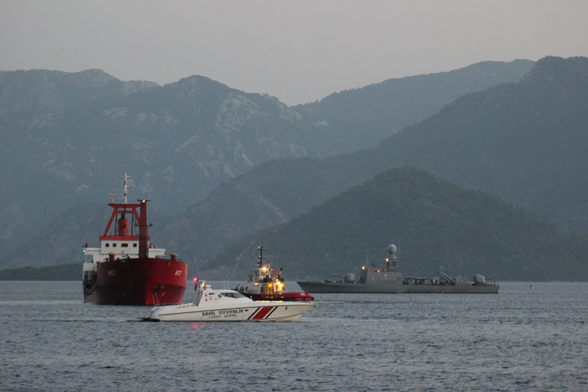 Turkish freighter M/V ACT is moored at Marmaris port, Turkey