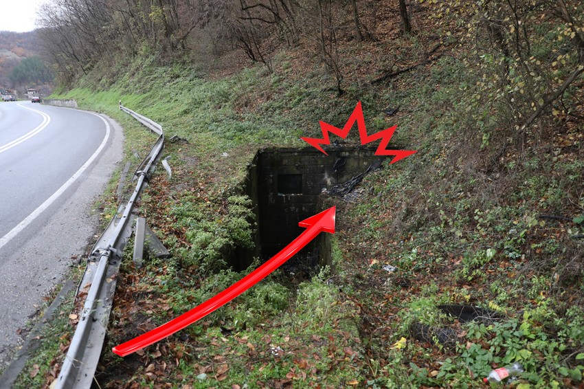 Slika 3: Pretpostavlja se da je automobil posle izletanja sa puta udario u ovaj betonski zid