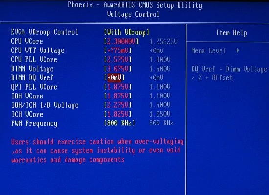 Voltage Control – tu można zmieniać poziomy napięć zasilających kluczowe elementy