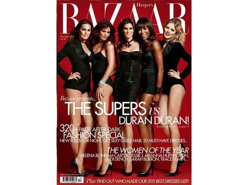 Yasmin LeBon, Helena Christensen, C indy Crawford, Naomi Campbell i Eva Herzigova na okładce „Harper’s Bazaar. Fot. Jonas Akerlund