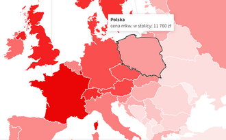 Mapa cen mieszkań w Europie. Warszawa prawie tak droga jak Madryt, Lizbona  i Rzym