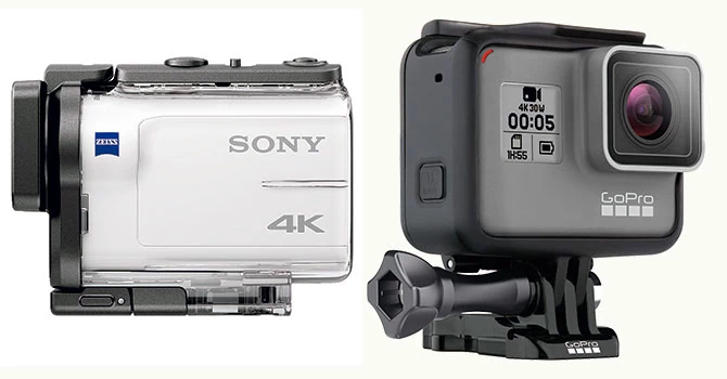 Smukły format Sony jest stylowy, ale w sumie kamera jest większa niż GoPro Hero5.