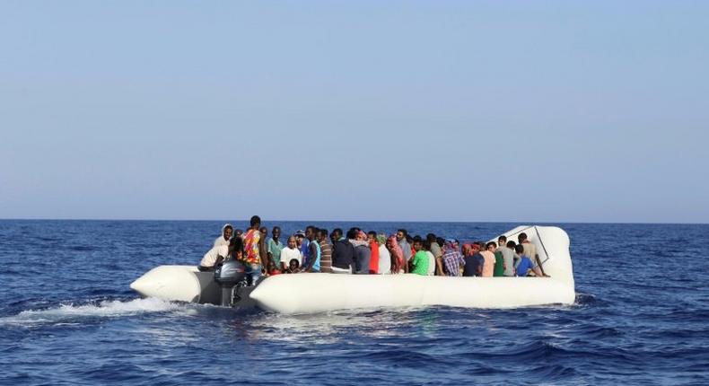 Migrants are rescued by Malta-based NGO Migrant Offshore Aid Station (MOAS) off Libya