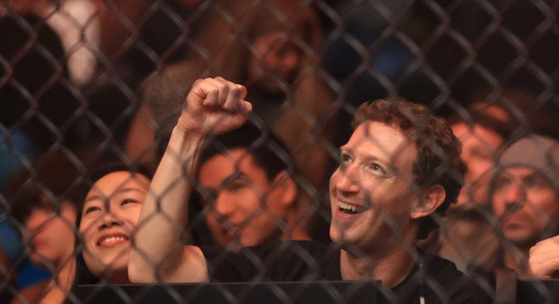 Meta's Mark Zuckerberg cheers at a UFC fight, probably not unlike how he's cheering for a TikTok ban.Sean M. Haffey