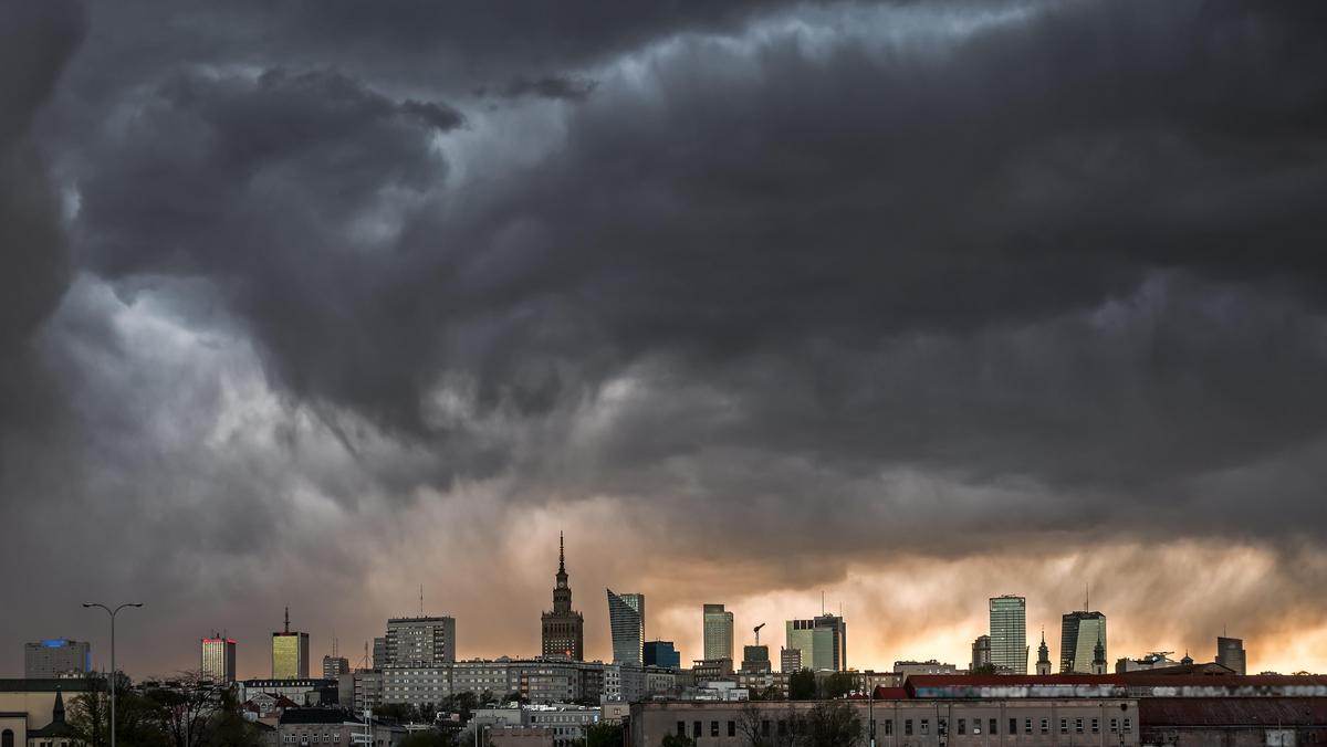 Storm clouds over center of Warsaw