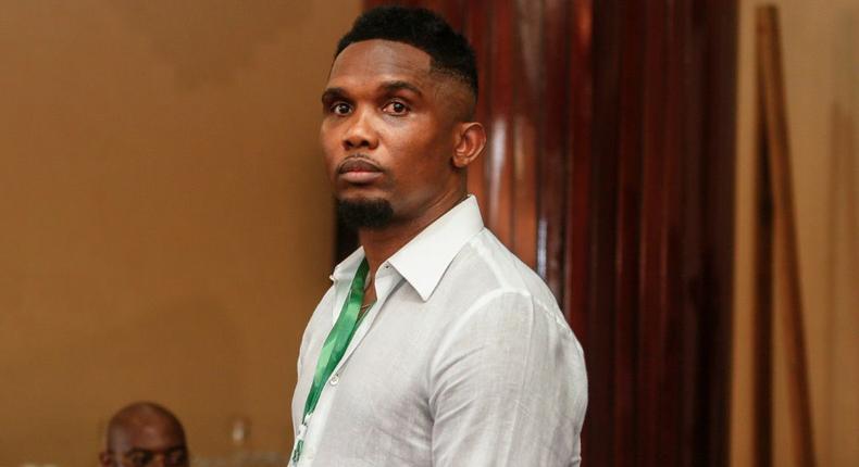 Samuel Eto'o awaiting the Cameroonian football federation election result at the Mont Febe Hotel in Yaounde