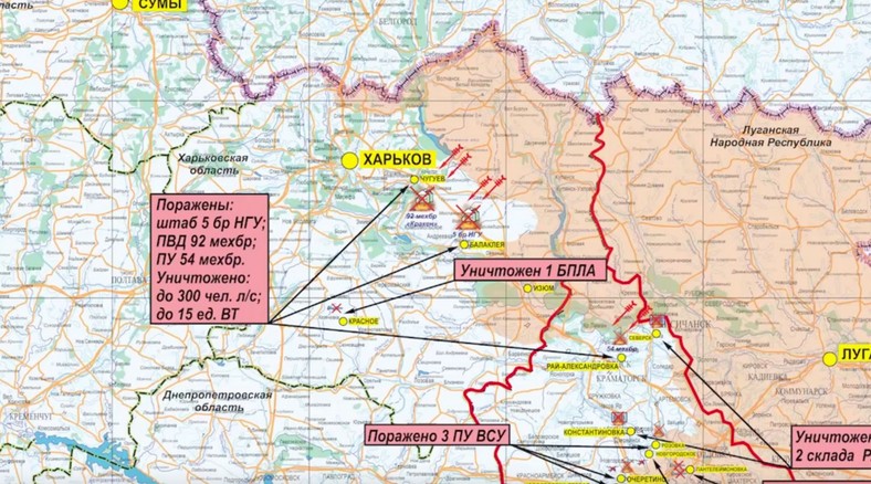 Sytuacja pod Charkowem. Mapa rosyjskiego MON z 10 września 2022 r.