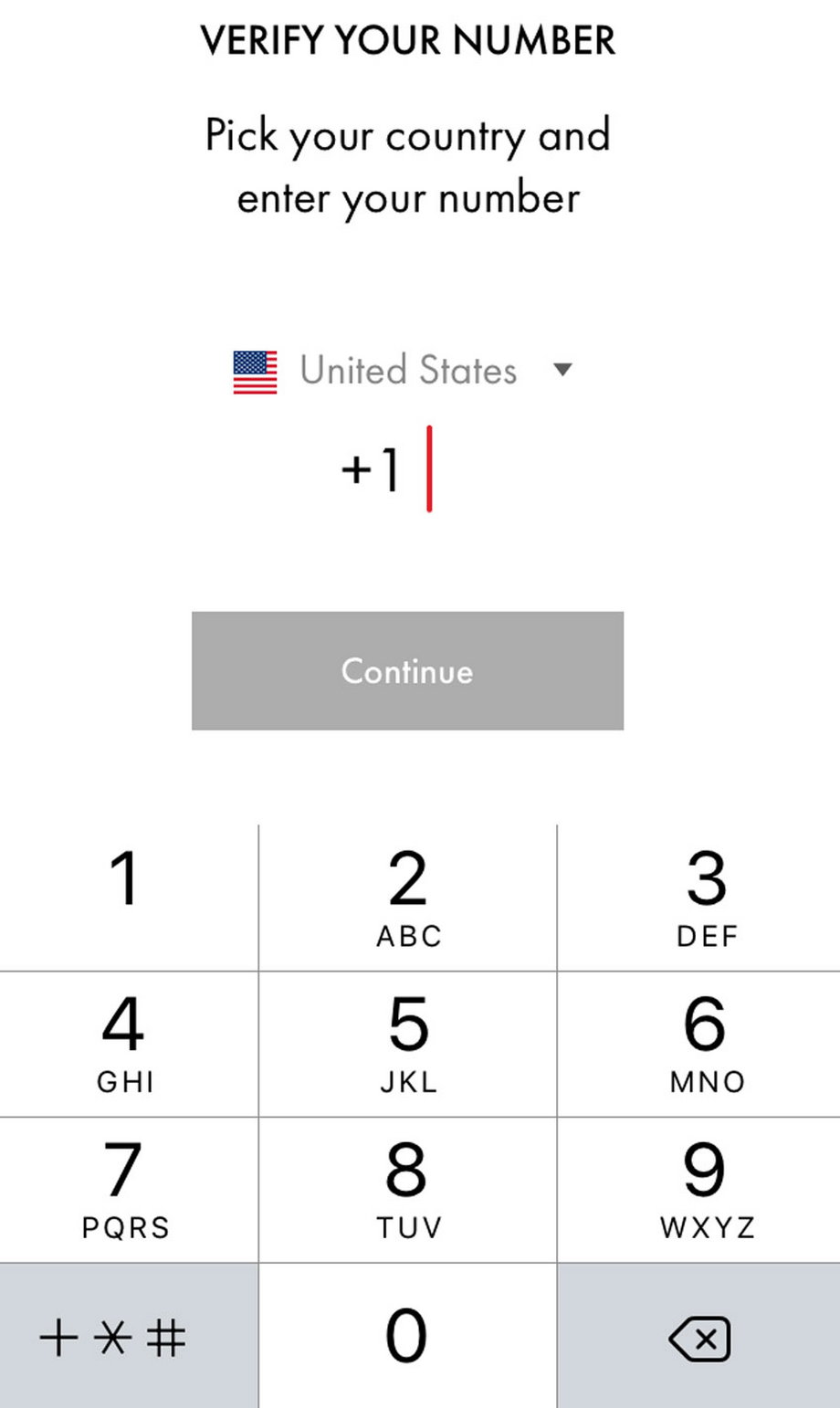 Once you download the app, you're asked to verify your number and the country you're in.