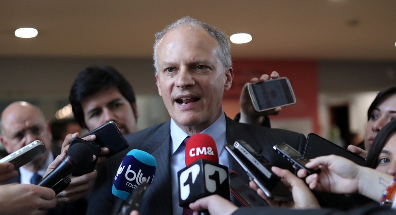 Alejandro Werner, Director of the Western Hemisphere Department of the International Monetary Fund (IMF), speaks in a news conference, in Bogota, Colombia October 28, 2019.
