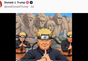 U jednoj od poslednjih objava, Tramp je objavio video u kojem je predstavljen kao Naruto, jedan od najpoznatijih likova japanske animacije. | Foto: Donald Trump/Truth Social