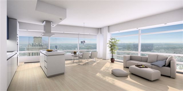 Złota44 - apartament - salon na 41 piętrze (3) - fot. materiały prasowe Orco Property Group