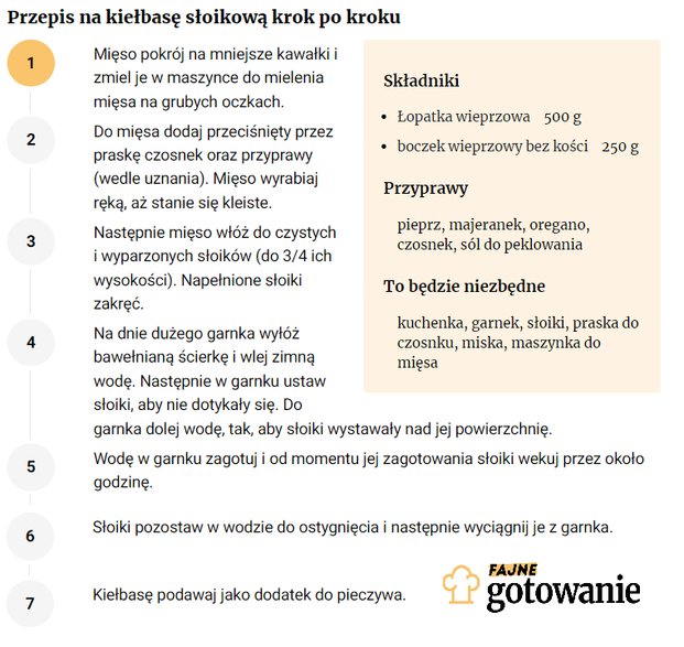 Przepis na kiełbasę słoikową