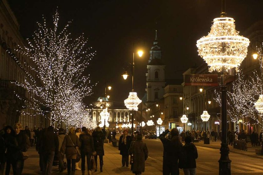 iluminacja, Warszawa, Krakowskie Przemieście, ozodby, święta