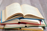 stack of books on the table