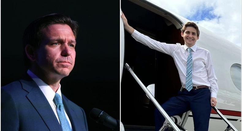From left: Florida governor Ron DeSantis, and Jack Sweeney.Scott Olson/Getty Images, Jack Sweeney