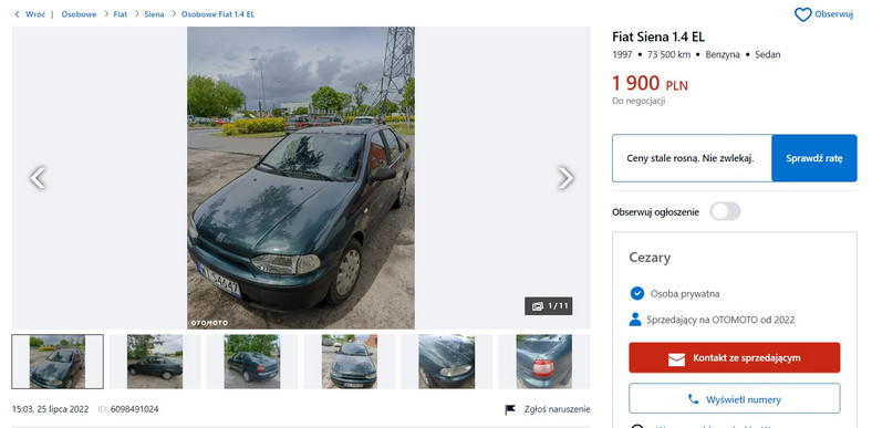 Fiat Siena 1.4 EL — 1,9 tys. zł