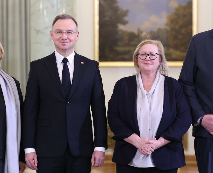 Andrzej Duda i Małgorzata Manowska w czasie uroczystości powołania prezesa TK, 9 grudnia 2024 r.