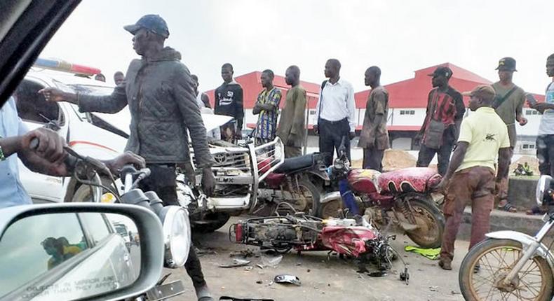 The policemen were said to be driving against traffic on the Lagos-Ibadan Expressway, where the incident happened. [Punch]