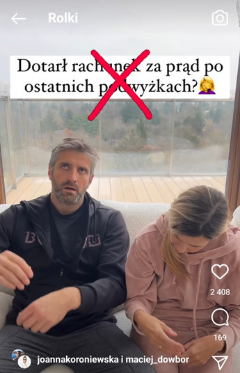 Widok rolki zamieszczonej na profilu Joanny Koroniewskiej-Dowbor na Instagramie