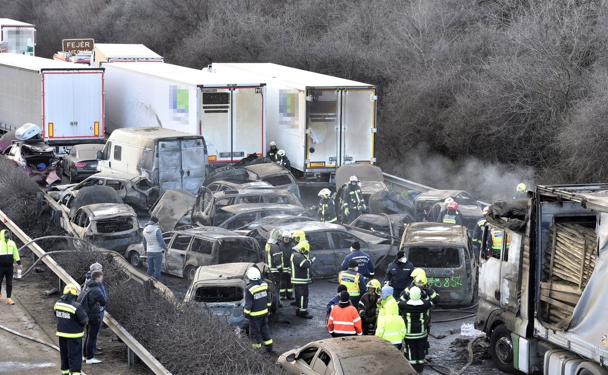 Karambol na autostradzie na Węgrzech