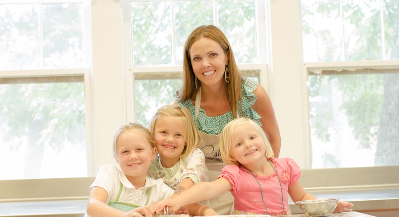 Carrie Morey and her three daughters at work at her bakery.Chris McEniry