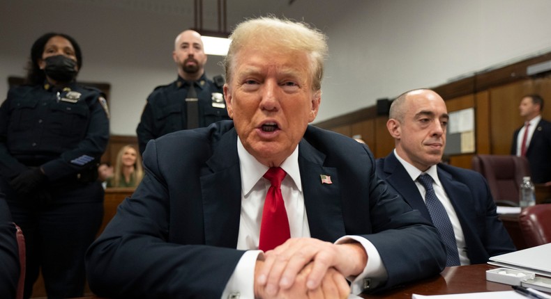 Former President Donald Trump at his criminal hush-money trial in New York.Steven Hirsch - Pool/Getty Images