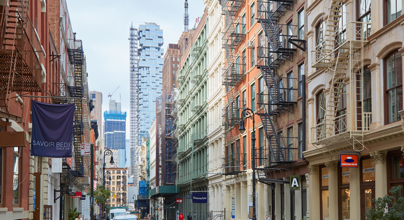 The apartment is on Broome Street in New York City's SoHo neighborhood, which was once an industrial district.