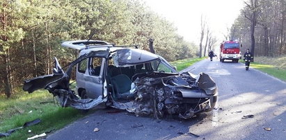 Citroen roztrzaskał się o drzewo. Pasażer w ciężkim stanie