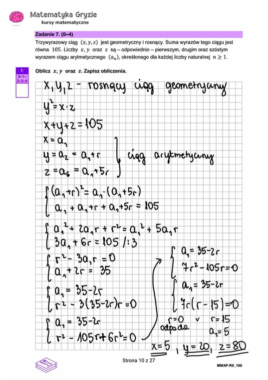 Matura 2024. Matematyka - poziom rozszerzony [ARKUSZE CKE i ODPOWIEDZI]. Zadanie 7
