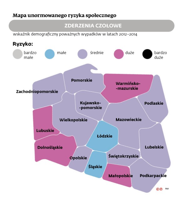 Mapa ryzyka zderzeń czołowych