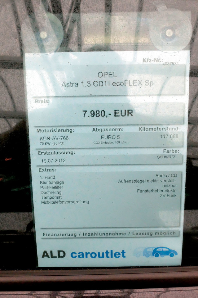 Oferty poleasingowe z Niemiec - Opel Astra kombi z 2012 r.7900 euro