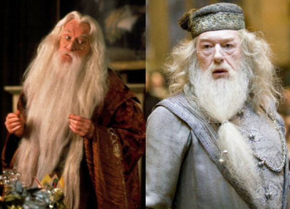 Richard Harris i Michael Gambon w serii "Harry Potter"