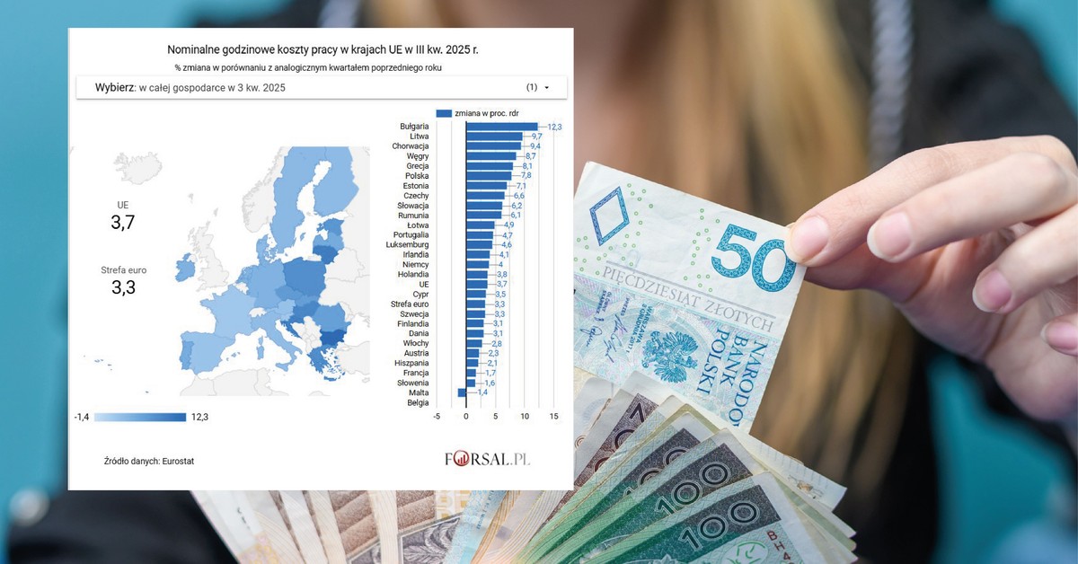 Praca w Polsce drożeje dużo szybciej niż w UE. Eurostat podał najnowsze dane [MAPA]