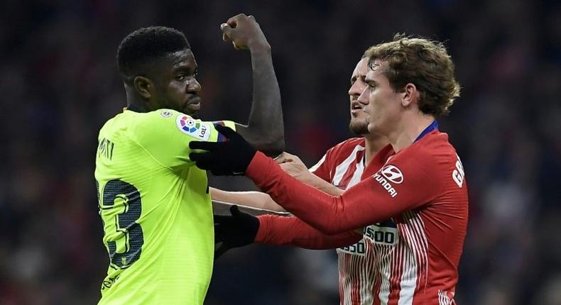 Samuel Umtiti returned to action against Atletico where he had to be calmed down by France teammate Antoine Griezmann