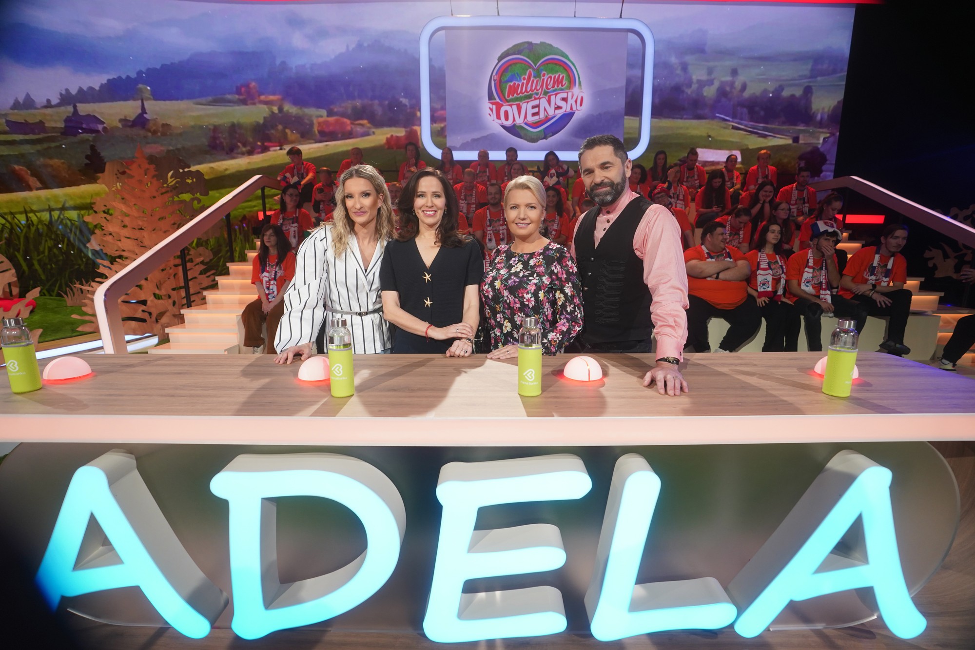 Šou TV JOJ Milujem Slovensko - Adela Vinczeová, Andrea Pálffy Belányiová, Aneta Parišková a Ján Mečiar.