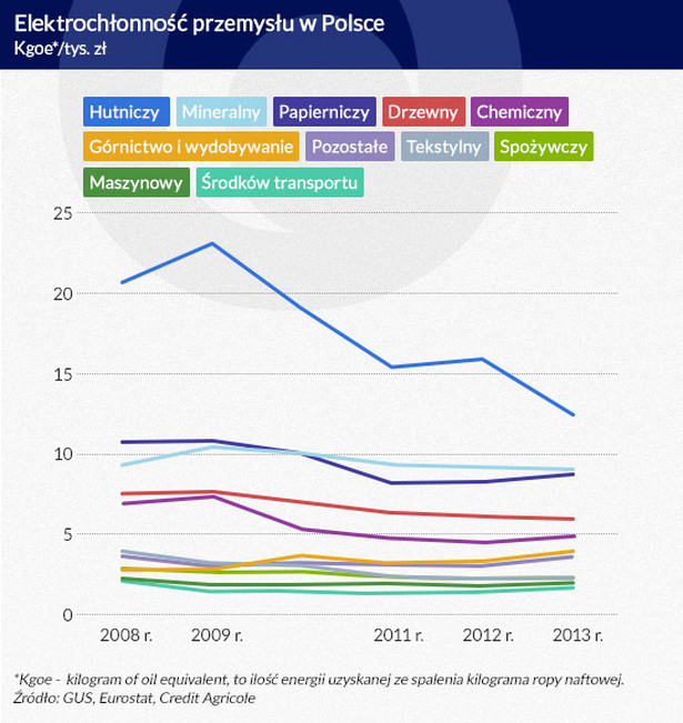 Elektrochłonność przemysłu w Polsce (Infografika: DG)