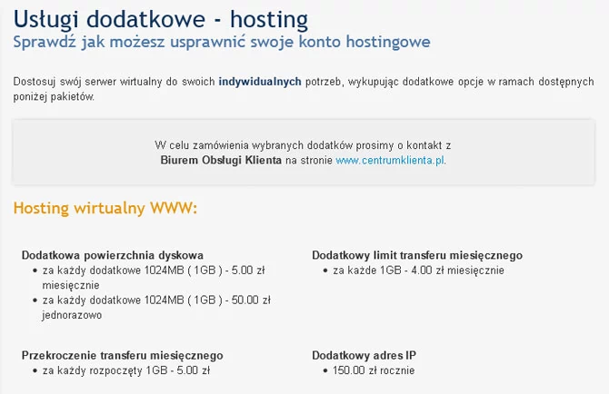 Jasno określona polityka cenowa, w tym informacje, jakie będziemy ponosili koszty po zakończeniu okresu promocyjnego, znacząco podnoszą zaufanie do firmy hostingowej.