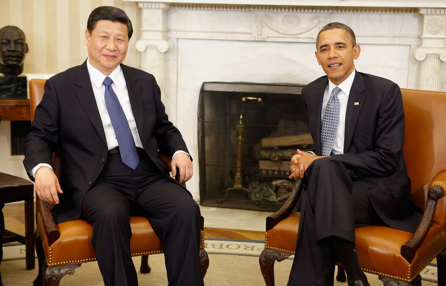 Były prezydent USA Barack Obama i ówczesny wiceprezydent Chin Xi Jinping w Gabinecie Owalnym w Białym Domu, 14 lutego 2012 r.