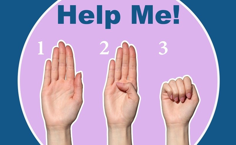 dłonie, gest, Signal for help