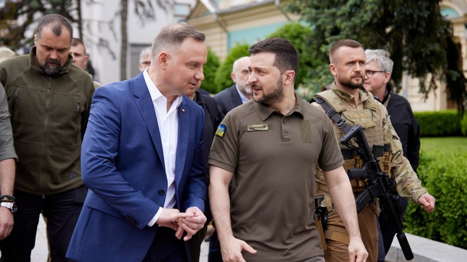 Andrzej Duda i Wołodymyr Zełenski podczas spotkania w Kijowie