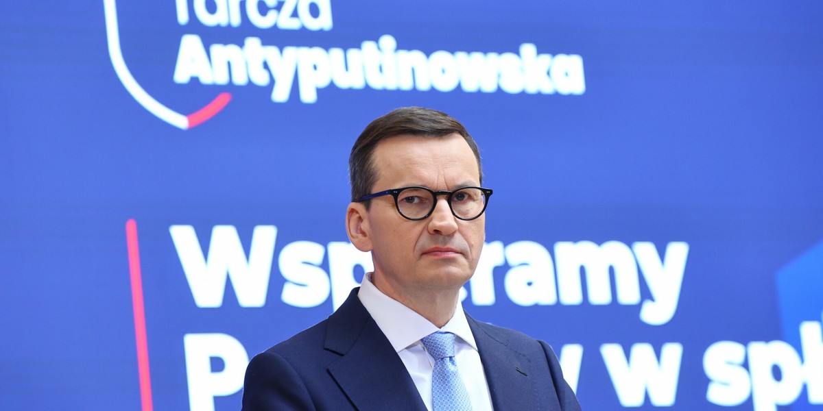 Premier Mateusz Morawiecki podczas ogłaszania Tarczy Antyputinowskiej