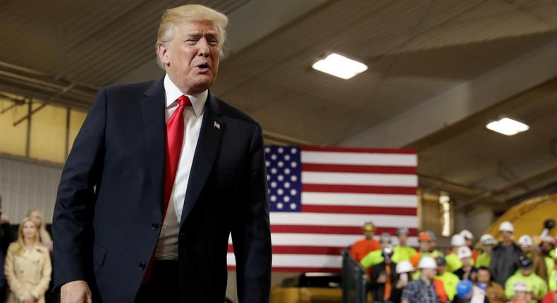 President Donald Trump arriving to deliver remarks on infrastructure at the Local 18 Richfield Training Site in Richfield, Ohio.