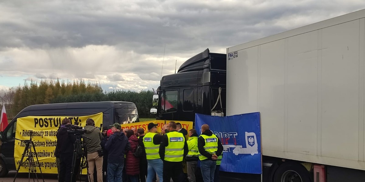 Protest przewoźników na granicy z Ukrainą.