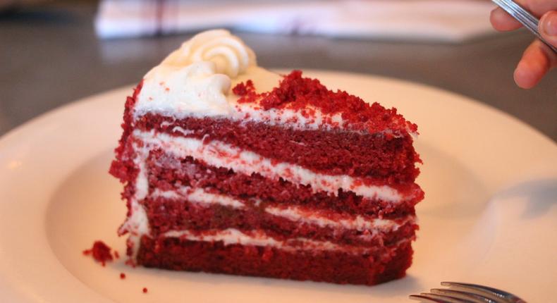 File image of a slice of Red Velvet Cake 