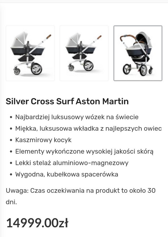 Wózek "Silver Cross" z edycji "Aston Martin"