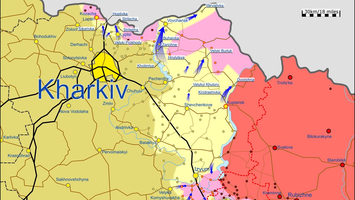 Ukraina odbija obwód charkowski. Zobacz, jak przebiega kontrofensywa [ANIMACJA]