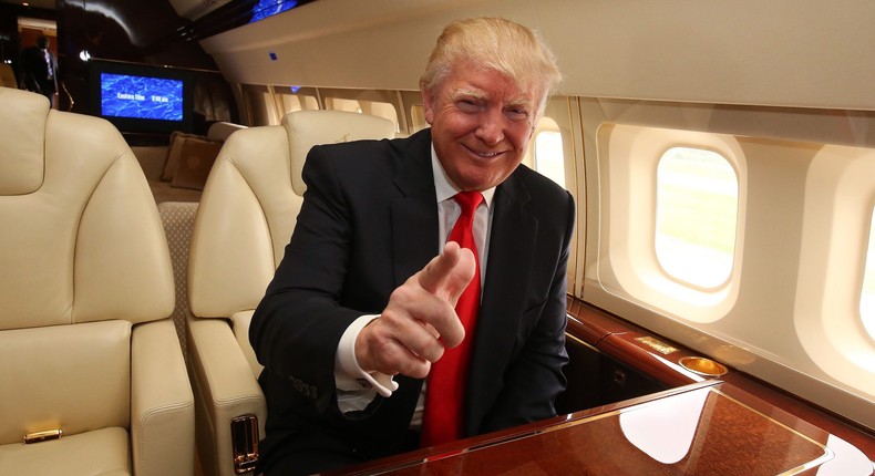 Trump onboard his Boeing 757 private jet.Andrew Milligan/PA Images via Getty Images