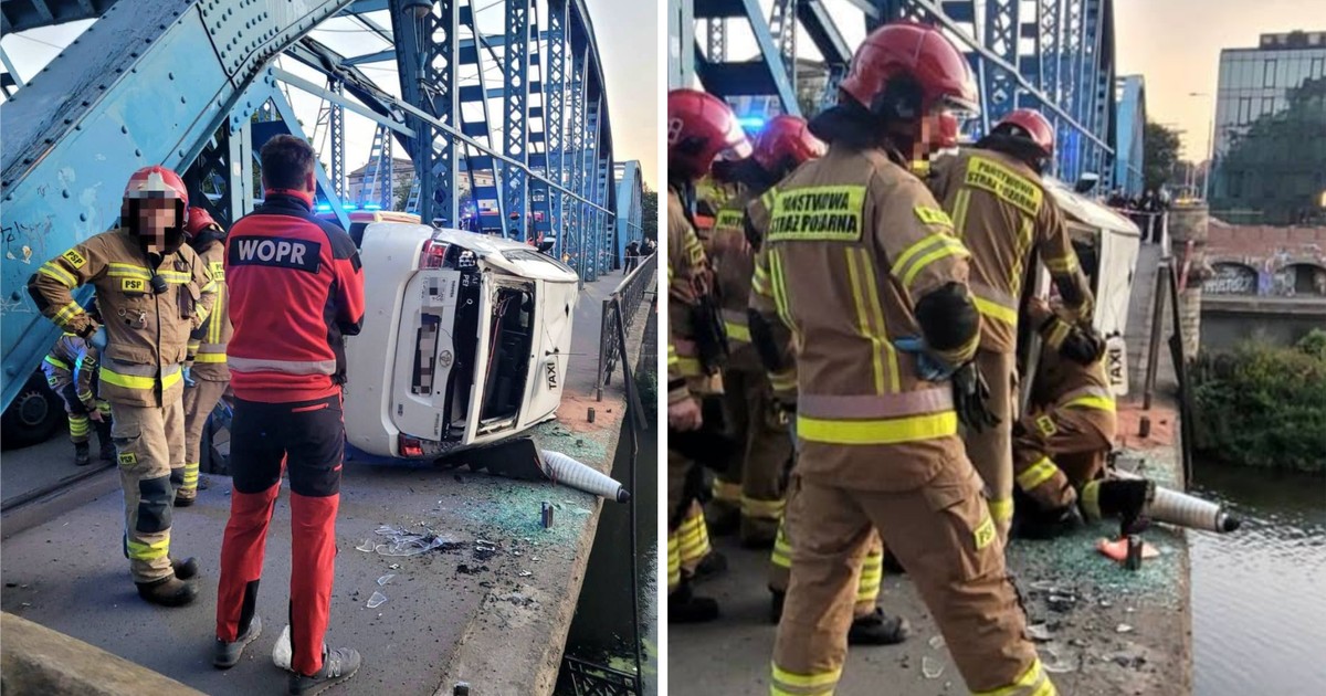 Taksówka nad przepaścią we Wrocławiu: O krok od katastrofy na Moście Sikorskiego